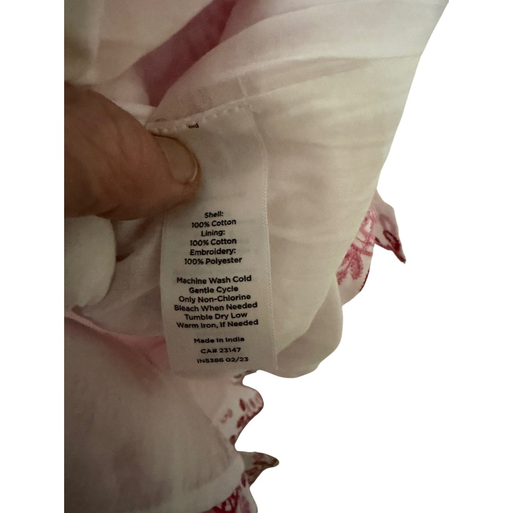 Talbots Plus Womens 2X Pink Red Medallion Embroidered Cotton Sleeveless Top Tank - Picture 7 of 7